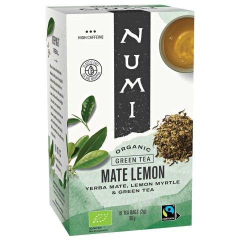 Zaļā tēja Mate Lemon, organiskā, Numi Tea, 18 paciņas