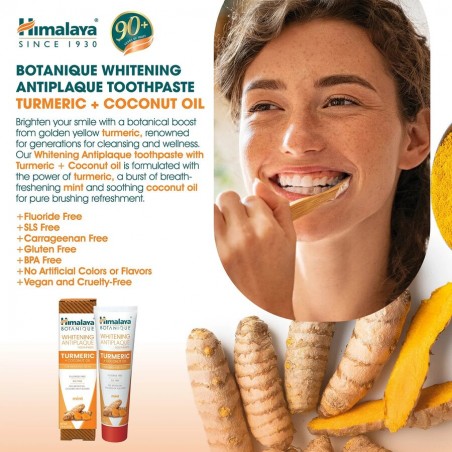 Anti-plaque whitening toothpaste with turmeric and coconut oil Botanique, Himalaya, 113g