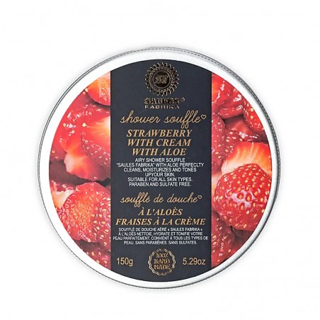 Natural shower cream for body wash Strawberries and Cream, Saules Fabrika, 150g