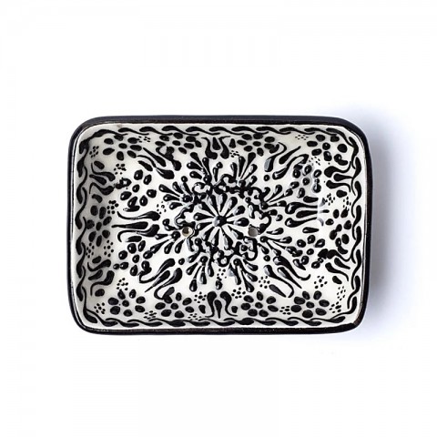 Ceramic soap dish Black, handmade, 13x9x4cm, 190g