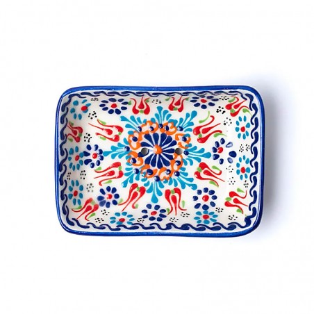 Ceramic soap dish Red White Blue, 13x9x4cm, 190g