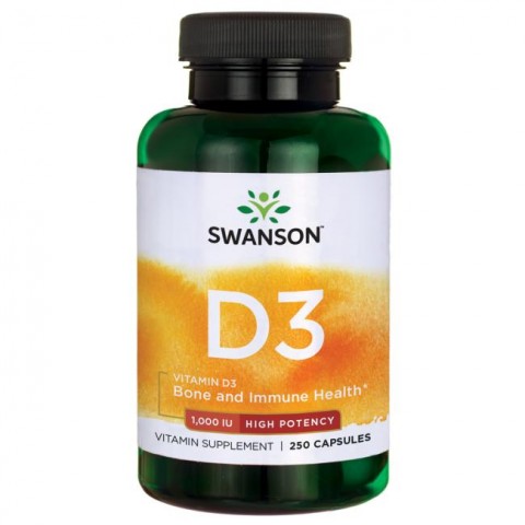 D3 vitamīns 1000TV, 25 mcg, Swanson, 250 kapsulas