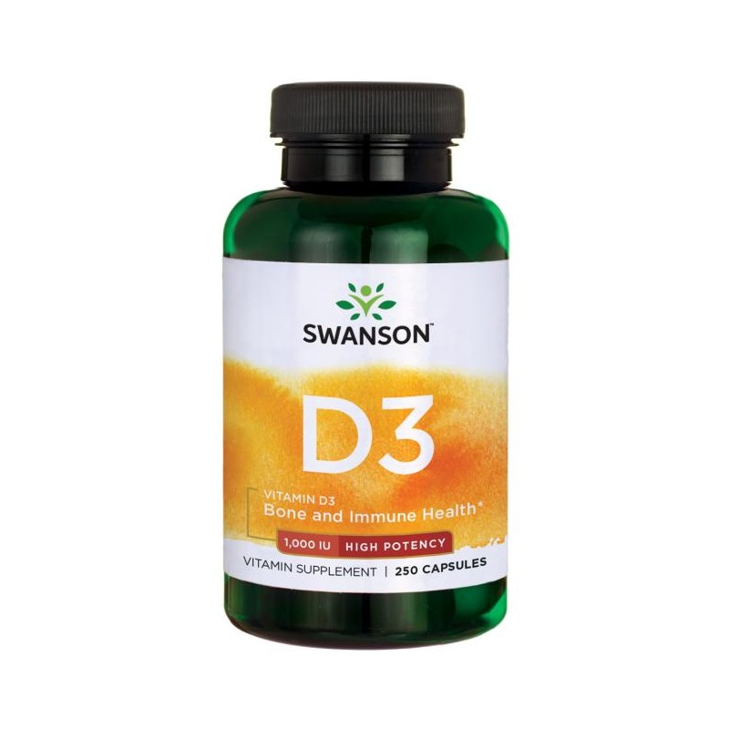 D3 vitamīns 1000TV, 25 mcg, Swanson, 250 kapsulas