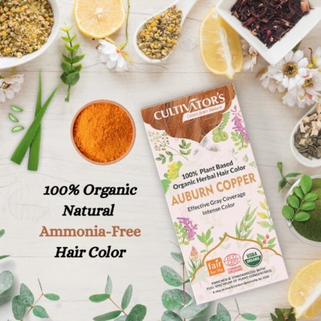 Растительная краска для волос каштанового цвета Auburn Copper, Cultivator's, 100г