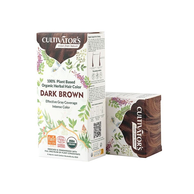 Растительная темно-русая краска для волос Dark Brown, Cultivator's, 100г