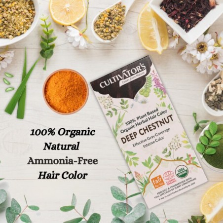 Краска для волос темно-каштановая на растительной основе Deep Chestnut, Cultivator's, 100г