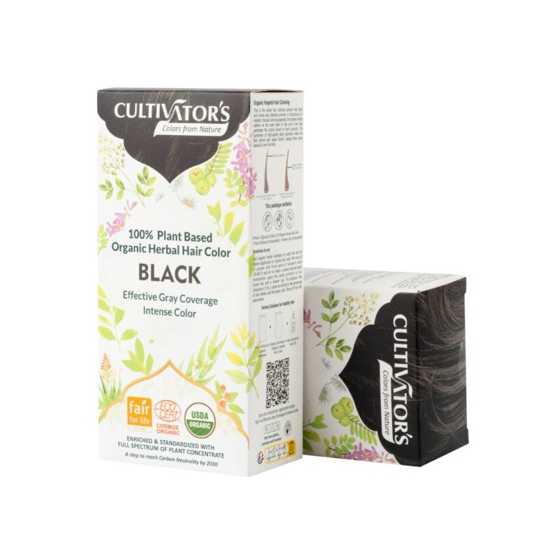 Черная краска для волос на растительной основе Black, Cultivator's, 100г