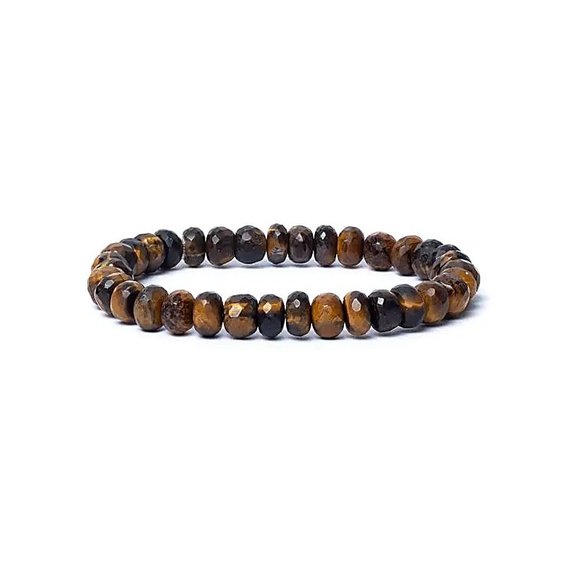 Elasticated bracelet Tiger Eye Edges, AA quality, 8mm