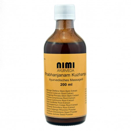 Relaksējoša ķermeņa masāžas eļļa sausai ādai Prabhanjanam Kuzhampu, Nimi Ayurveda, 200 ml