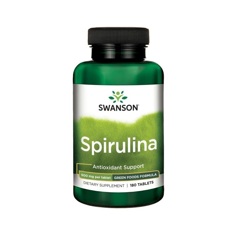 Spirulīna, Swanson, 500 mg, 180 tabletes