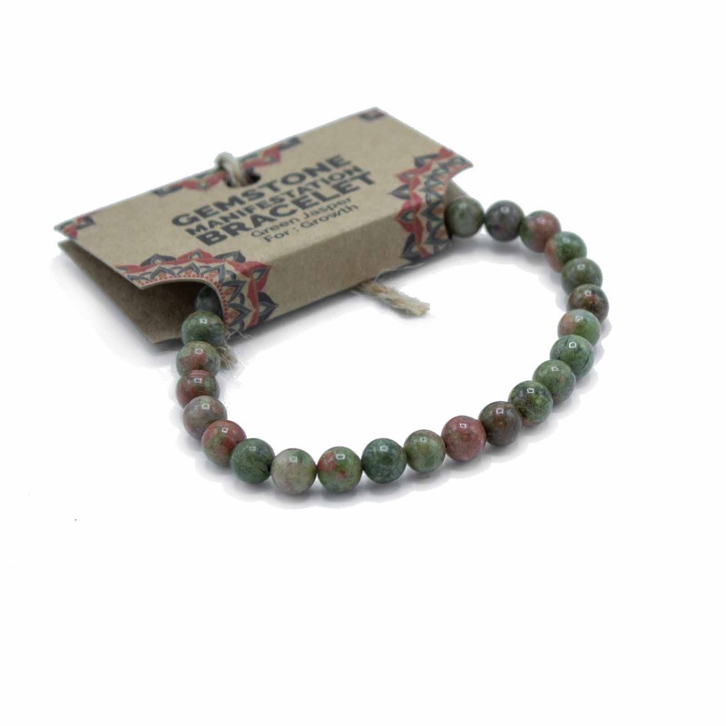 Gemstone Manifestation Bracelet Green Jasper for Personal Growth