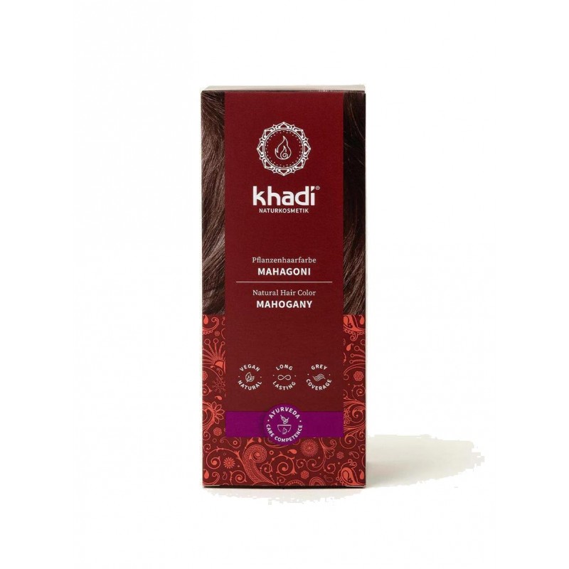 Mahogany augu sarkanbrūna matu krāsa, Khadi Naturprodukte, 100g