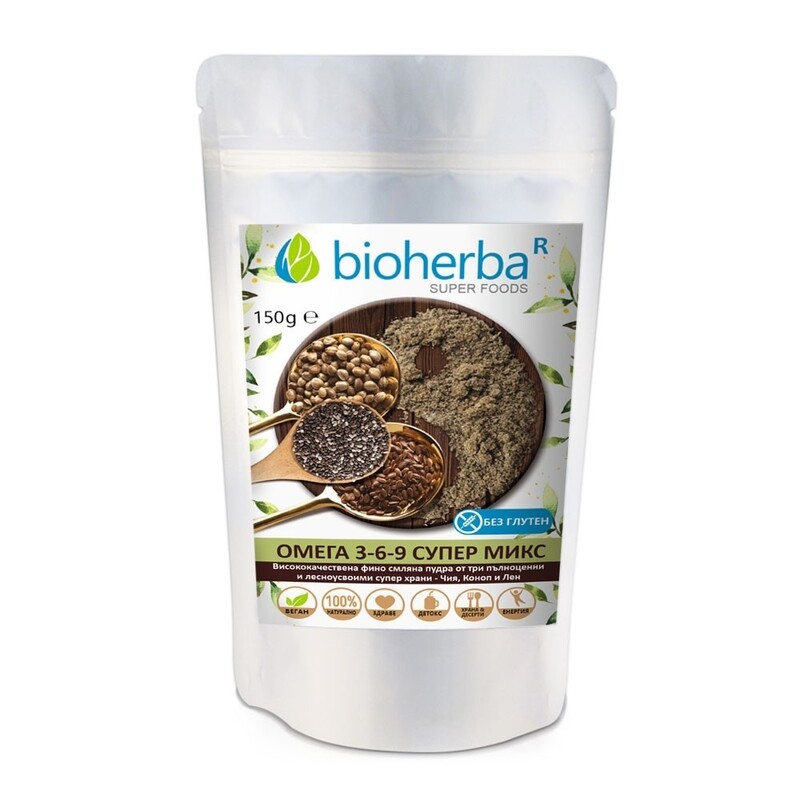 Omega 3-6-9 Super Blend Powder, Bioherba, 150g