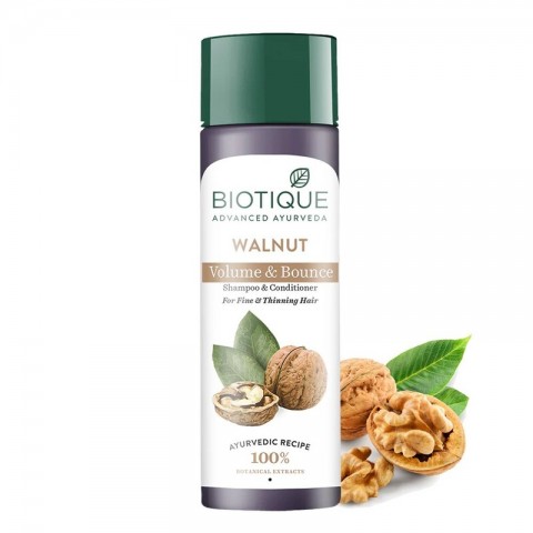 Šampūns un kondicionieris Walnut Volume & Bounce, Biotique, 190ml