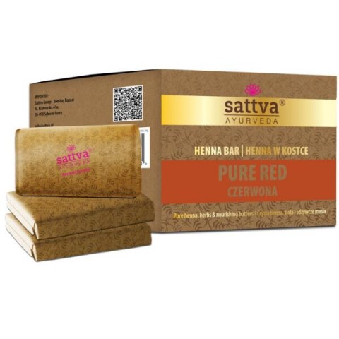 Augu sarkanā matu krāsa Henna Bar, Sattva Ayurveda, 3x80g