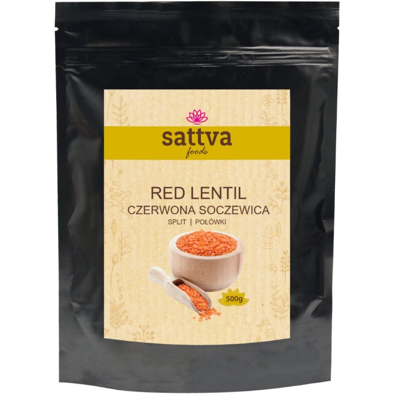 Sasmalcinātas sarkanās lēcas Red Lentils, Sattva Foods, 500g