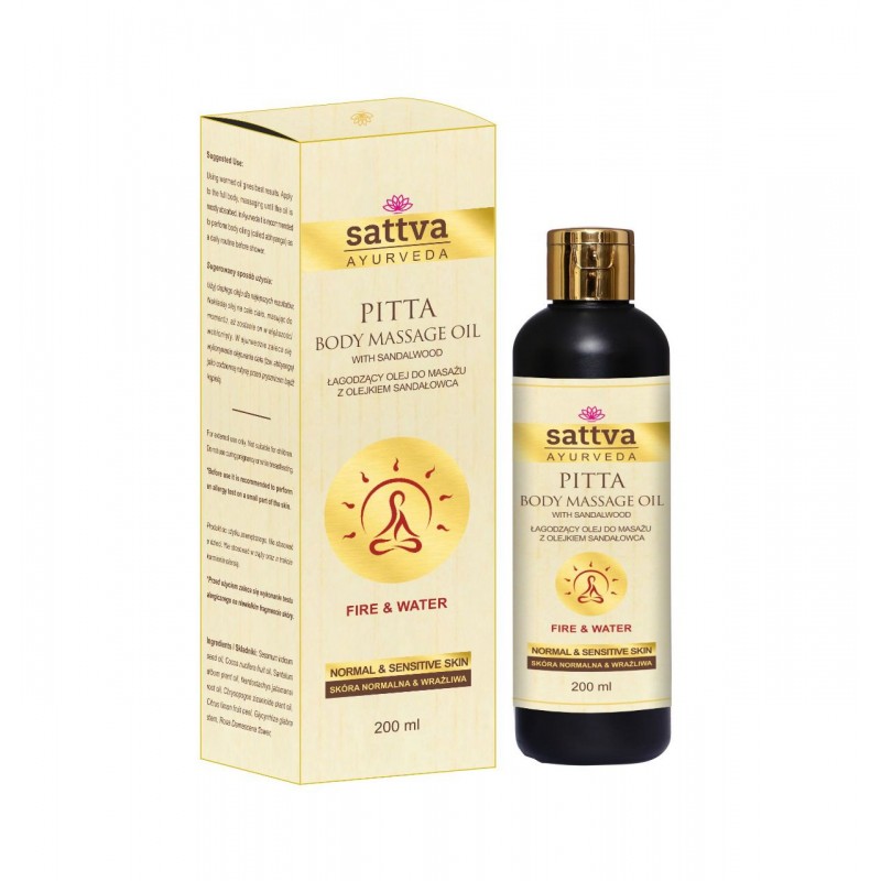 Masāžas eļļa jutīgai un problemātiskai Pitta ādai, Sattva Ayurveda, 200ml