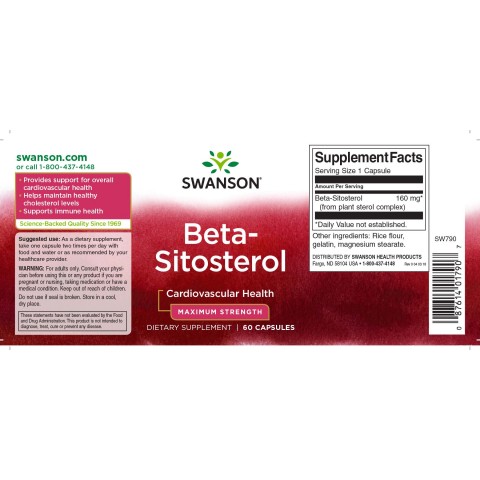 Beta Sitosterol, Swanson, 160mg, 60 capsules