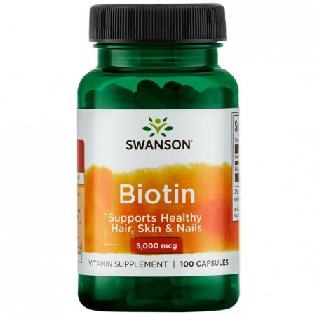 Biotīns, Swanson, 5000mcg, 100 kapsulas