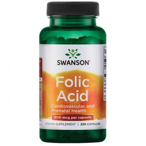 Folijskābe, Swanson, 800mcg, 250 kapsulas