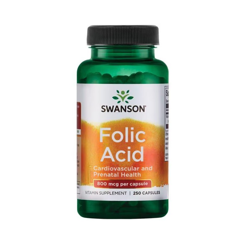 Folijskābe, Swanson, 800mcg, 250 kapsulas Folijskābe, Swanson, 800mcg, 250 kapsulas