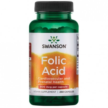 Folijskābe, Swanson, 800mcg, 250 kapsulas