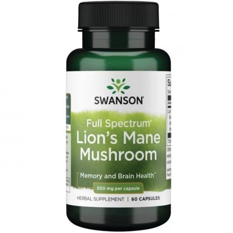 Lion's Mane sēne, Swanson, 500 mg, 60 kapsulas