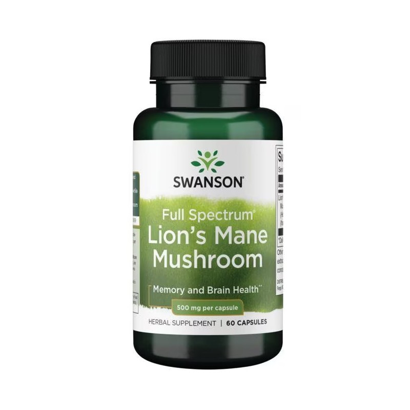 Lion's Mane sēne, Swanson, 500 mg, 60 kapsulas Lion's Mane sēne, Swanson, 500 mg, 60 kapsulas