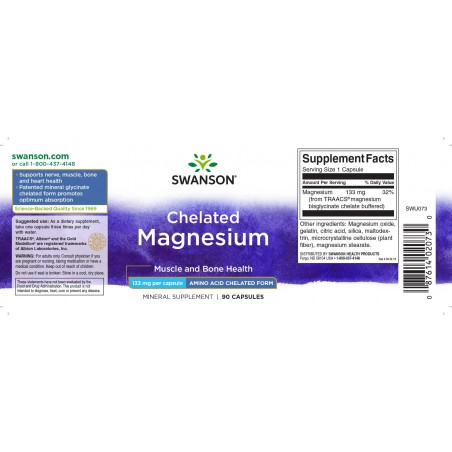 Magnija bisglicināts, Swanson, 700mg, 90 kapsulas