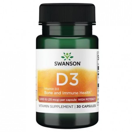 D3 vitamīns 1000TV, 25 mcg, Swanson, 30 kapsulas