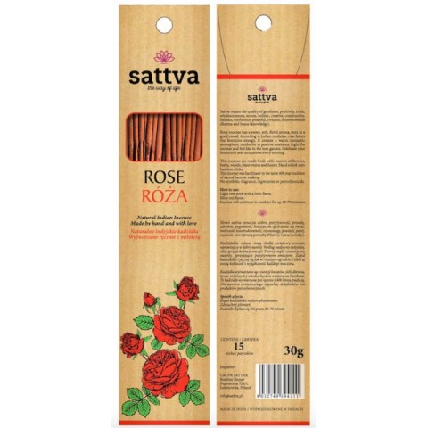 Rožu smaržas vīraka kociņi ROSE, Sattva Ayurveda, 15 gab.