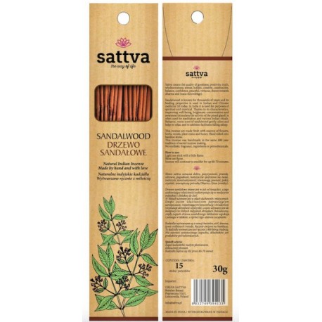 Ароматические палочки с ароматом сандалового дерева Sandalwood, Sattva Ayurveda, 15 шт.