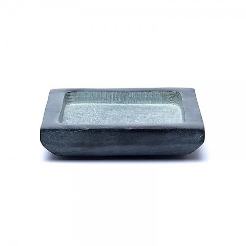 Square grey soapstone candle tray, 9cm