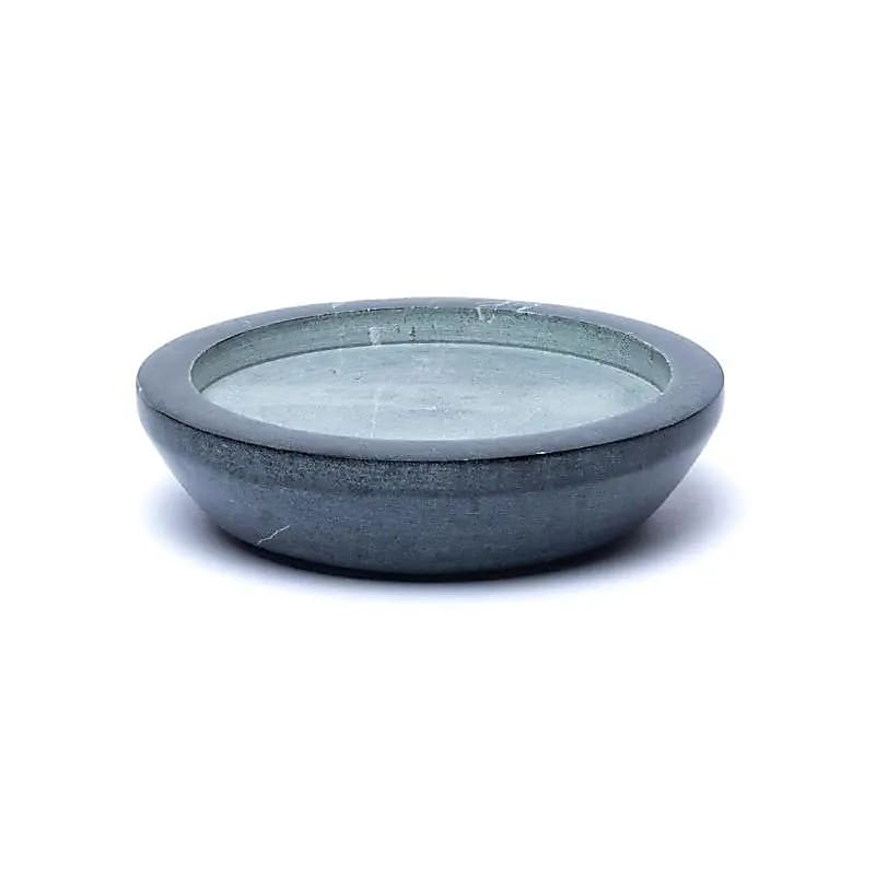 Round grey soapstone tray - candle base, 10cm