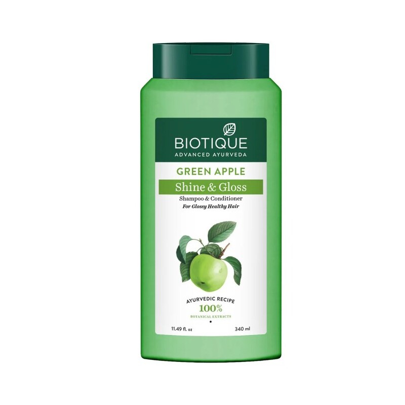 Šampūns un kondicionieris spīdīgiem matiem Green Apple, Biotique, 340 ml