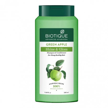 Šampūns un kondicionieris spīdīgiem matiem Green Apple, Biotique, 340 ml