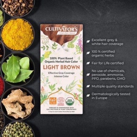 Augu bāzes gaiši brūna matu krāsa Light Brown, Cultivator's, 100g