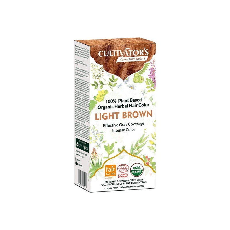 Русая краска для волос на растительной основе Light Brown, Cultivator's, 100г