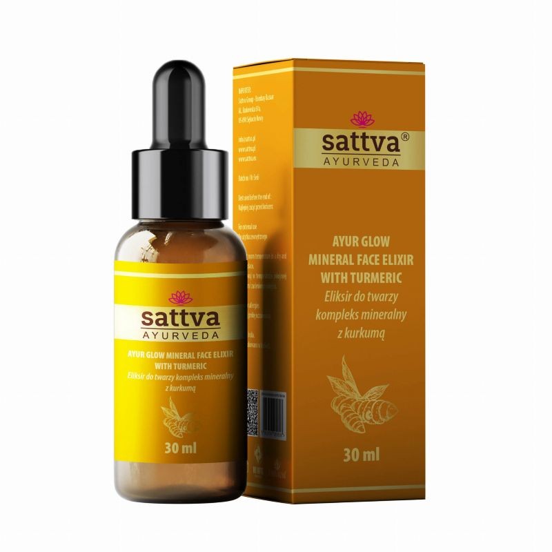 Face serum with turmeric Ayur Glow Mineral Elixir, Sattva Ayurveda, 30ml