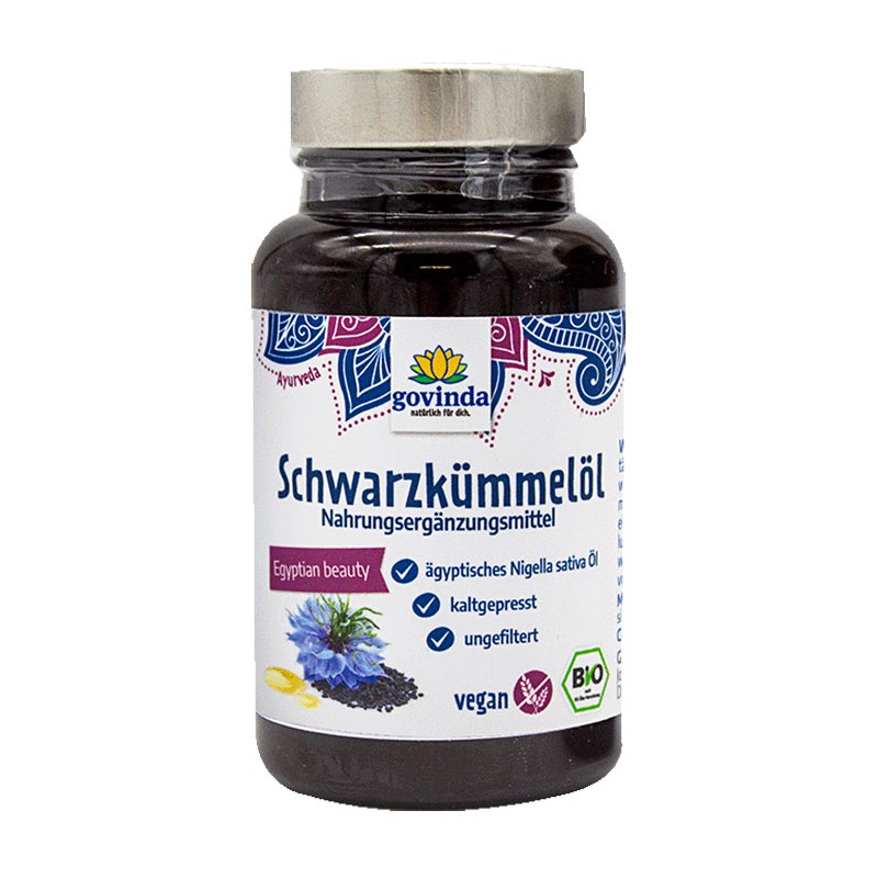 Organiskā melno ķimeņu sēklu eļļa, Govinda, 500mg, 90 kapsulas Organiskā melno ķimeņu sēklu eļļa, Govinda, 500mg, 90 kapsulas