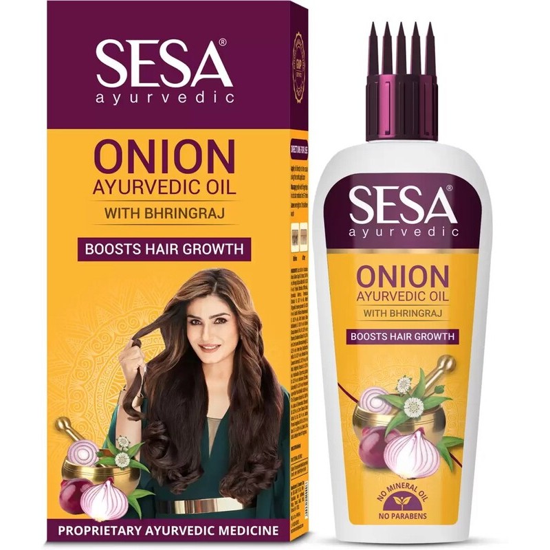 Ājurvēdas matu eļļa ar ķiploku eļļu un Bhringraj, Sesa, 50ml