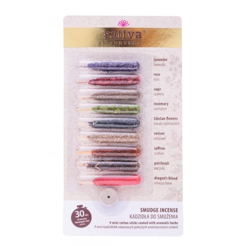 Smudge Incense Set, Sattva Ayurveda, 9 pcs.