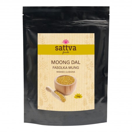 Mung pupiņas Moong Dal, šķeltas, mazgātas, Sattva Foods, 1kg