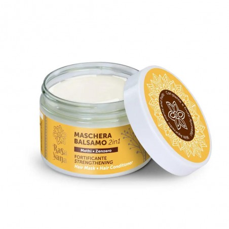 Matu stiprinoša maska-kondicionieris 2-in-1 ar Grieķu sierāboliņu un ingveru, Rasayana Biocosmesi, 150ml