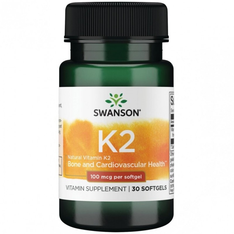 Dabīgais K2 vitamīns, Swanson, 100mcg, 30 kapsulas Dabīgais K2 vitamīns, Swanson, 100mcg, 30 kapsulas
