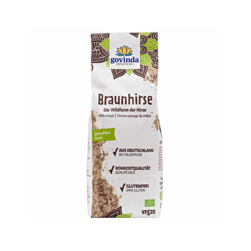 Brūnie savvaļas sorgo milti, bioloģiski, Govinda, 500g Brūnie savvaļas sorgo milti, bioloģiski, Govinda, 500g