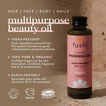 Moringa sēklu eļļa, organiska, Fushi, 50ml