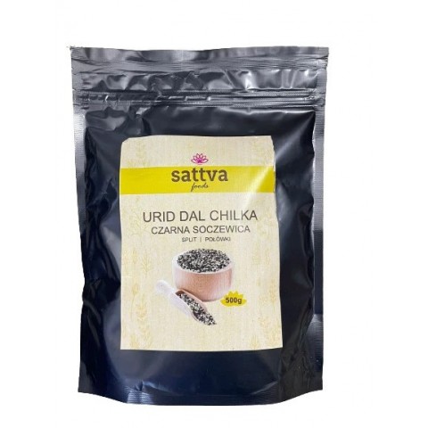 Sasmalcinātas Urid Dal Chilka pupiņas (melnā grama), Sattva Foods, 500g