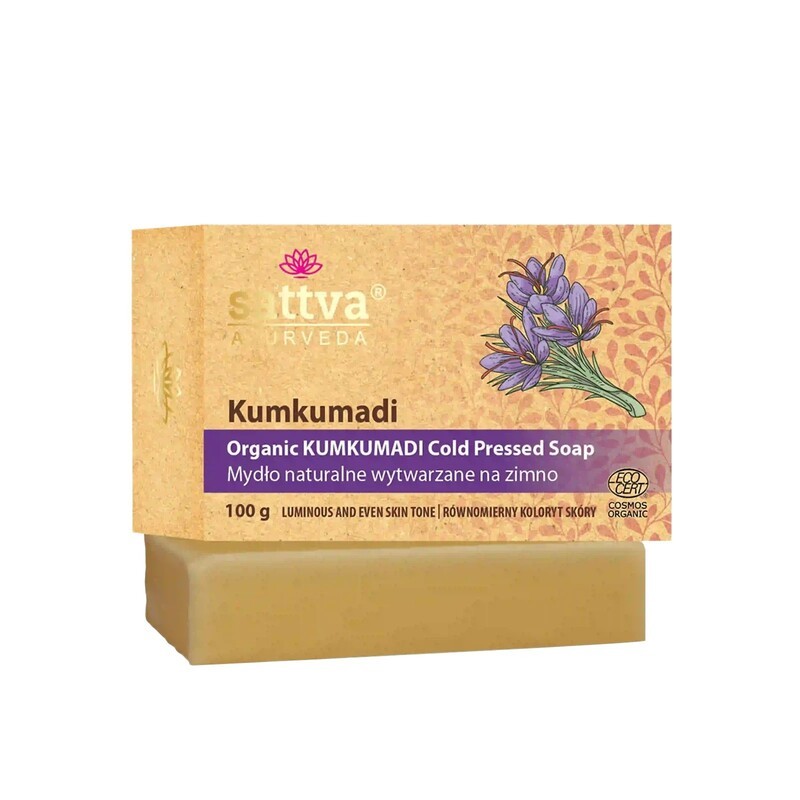 Ziepes ar safrānu Kumkumadi, organiskas, Sattva Ayurveda, 100g Ziepes ar safrānu Kumkumadi, organiskas, Sattva Ayurveda, 100g