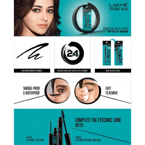 copy of Acu zīmulis Kajal Deep Black, Lakme, melns, 0,35g